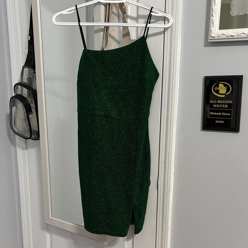 Lulu's Sparkling Green Mini Dress